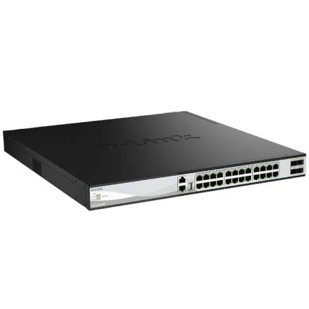 D-Link DXS-3130-28P Switch gestionable L3 de 24 puertos 10G PoE y 4 puertos 10/25G SFP28 D-Link DXS-3130-28P Switch gestionable L3 de 24 puertos 10G PoE y 4 puertos 10/25G SFP28